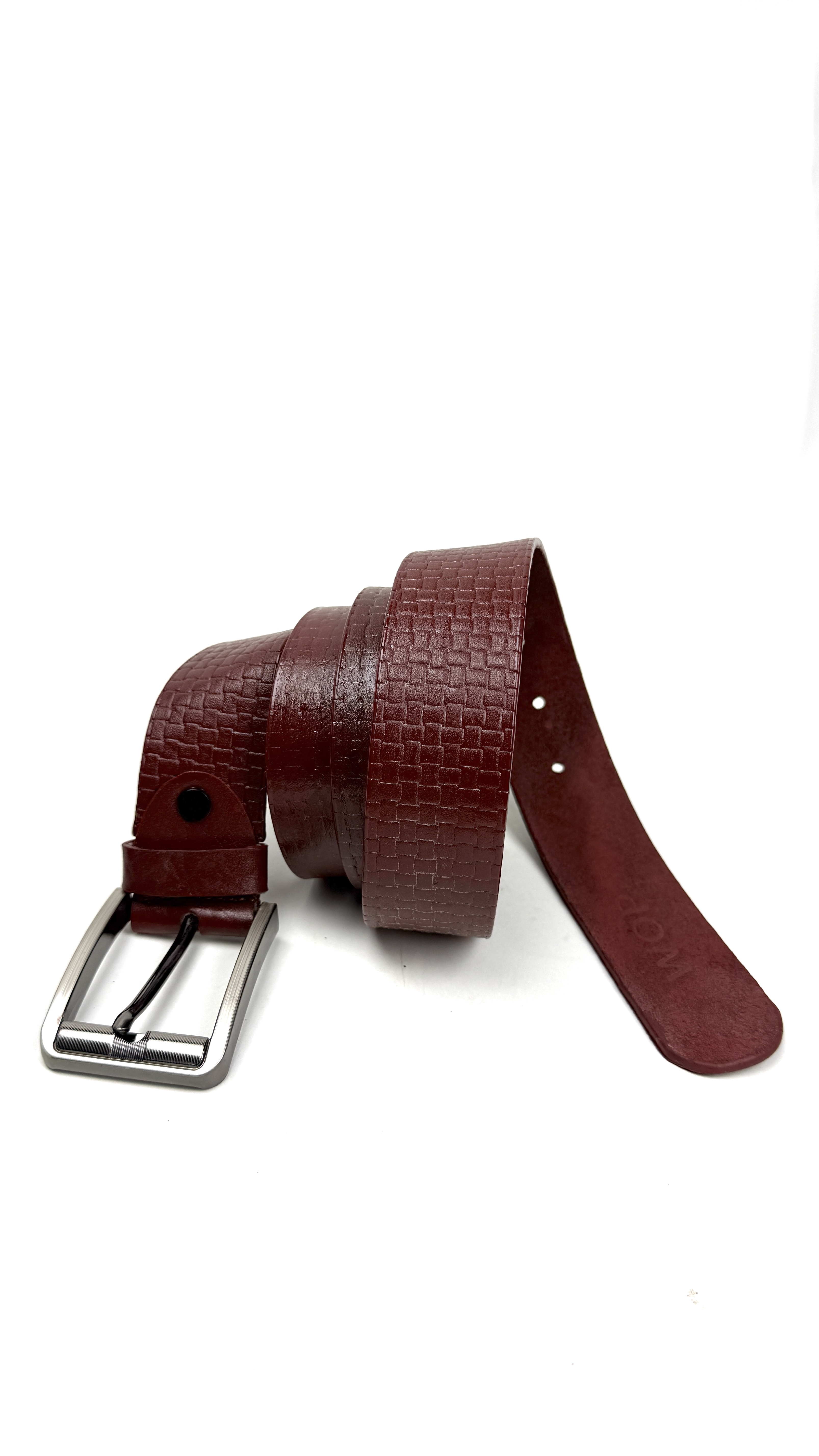Embossed Burgundy Pure Leather Belt